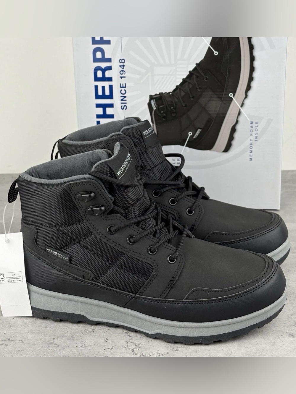 Weatherproof Jenkins Boots Men's Size 13 Black Waterproof Insulated New In Box